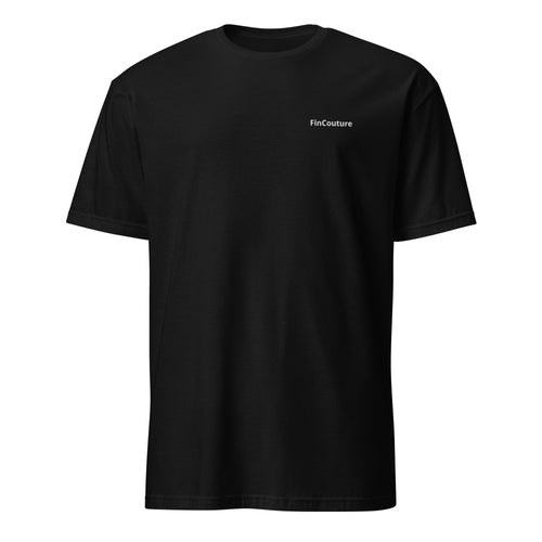 Schwarzes FinCouture Logo T‑Shirt als minimalistisches Finance Basic für Banking und Consulting.