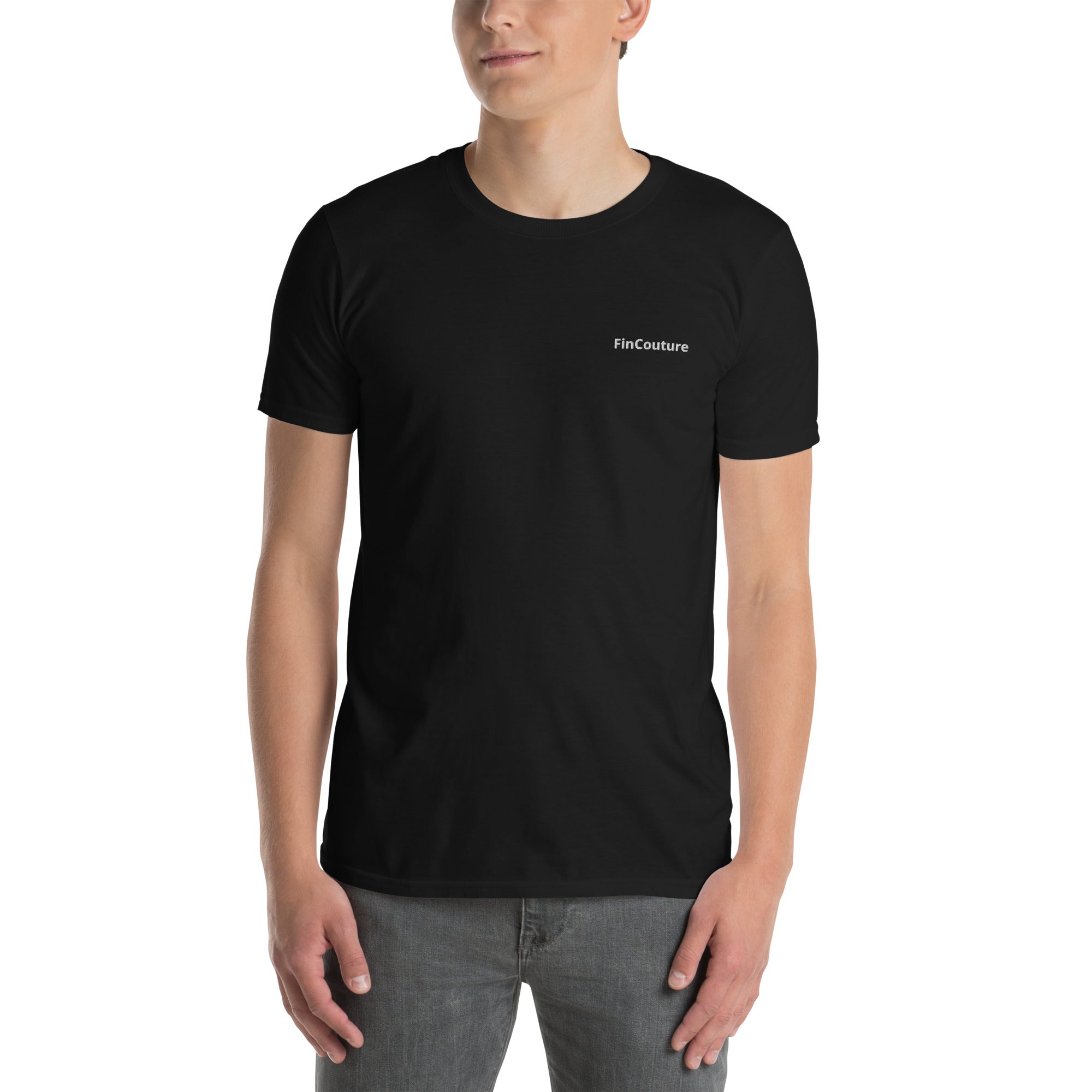 Schwarzes FinCouture Logo T‑Shirt als minimalistisches Finance Basic für Banking und Consulting
