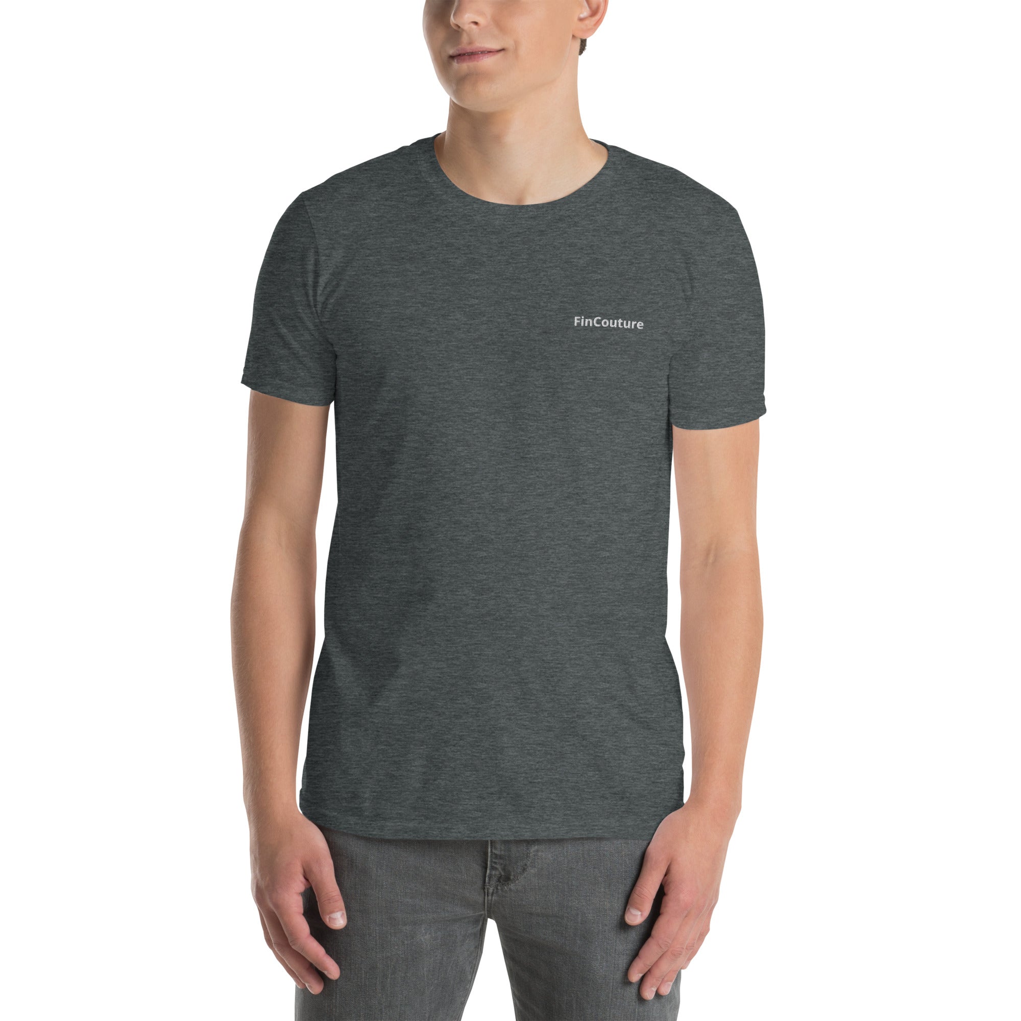 Graues FinCouture Logo T‑Shirt als minimalistisches Finance Basic für Banking und Consulting